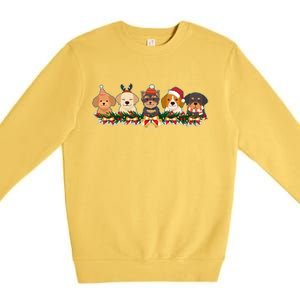 Cute Christmas Dogs Puppies Holly Garland  Premium Crewneck Sweatshirt