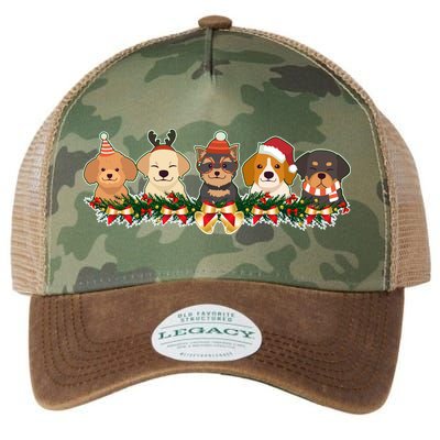 Cute Christmas Dogs Puppies Holly Garland  Legacy Tie Dye Trucker Hat