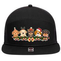 Cute Christmas Dogs Puppies Holly Garland  7 Panel Mesh Trucker Snapback Hat