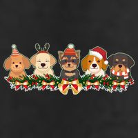 Cute Christmas Dogs Puppies Holly Garland  7 Panel Mesh Trucker Snapback Hat