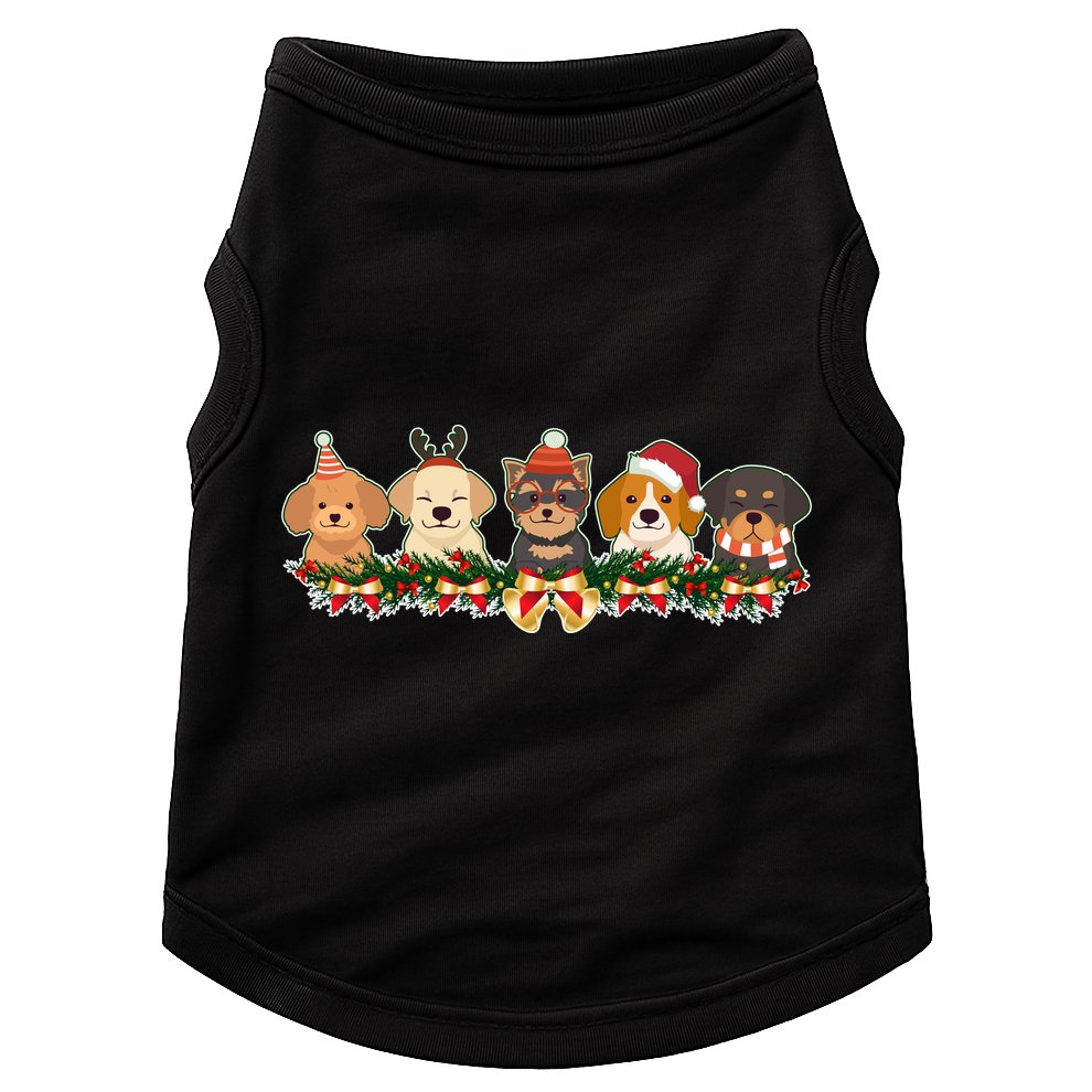 Cute Christmas Dogs Puppies Holly Garland  Doggie Tank