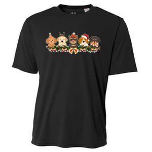 Cute Christmas Dogs Puppies Holly Garland  Cooling Performance Crew T-Shirt