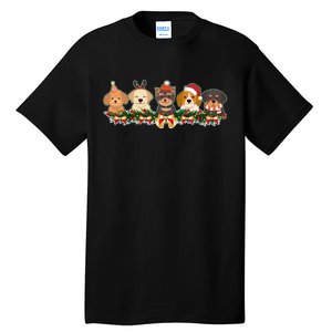 Cute Christmas Dogs Puppies Holly Garland  Tall T-Shirt