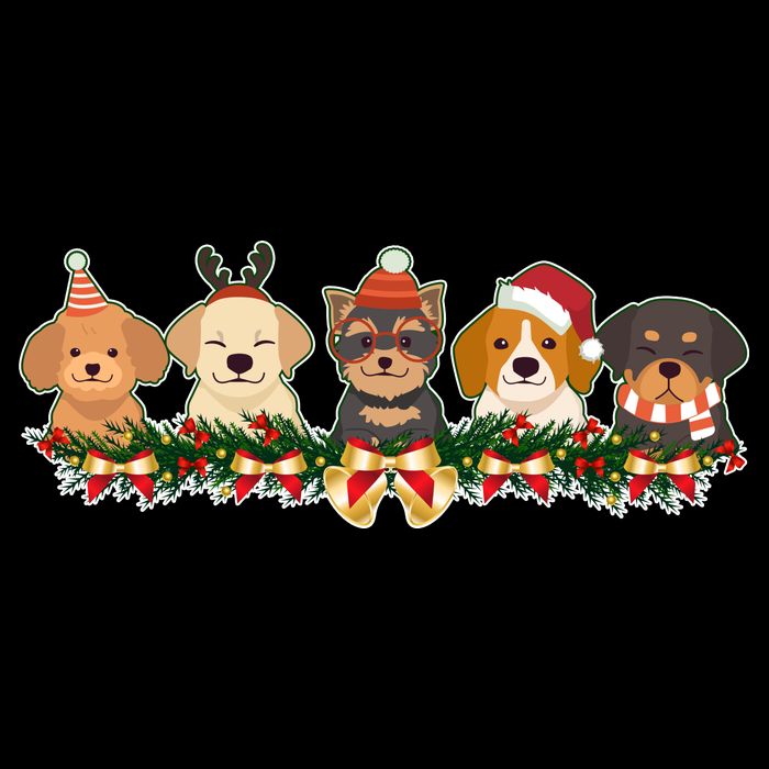 Cute Christmas Dogs Puppies Holly Garland  Mug