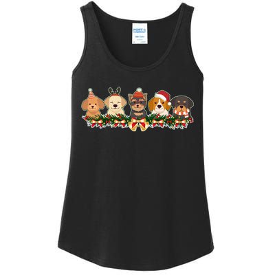 Cute Christmas Dogs Puppies Holly Garland  Ladies Essential Tank