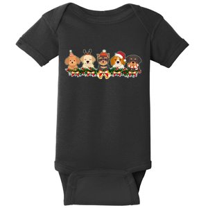 Cute Christmas Dogs Puppies Holly Garland  Baby Bodysuit