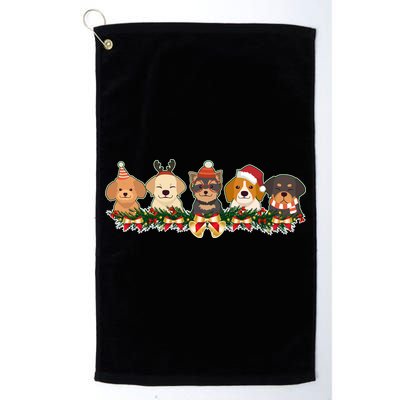 Cute Christmas Dogs Puppies Holly Garland  Golf Towel
