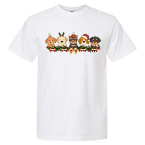 Cute Christmas Dogs Puppies Holly Garland  Garment-Dyed Heavyweight T-Shirt