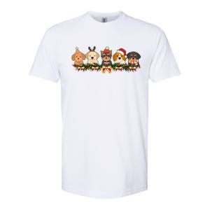 Cute Christmas Dogs Puppies Holly Garland  Softstyle CVC T-Shirt