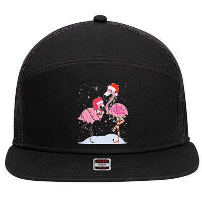 Cute Christmas Festive Flamingos 7 Panel Mesh Trucker Snapback Hat