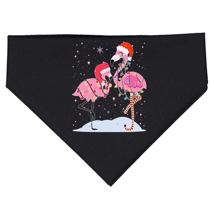 Cute Christmas Festive Flamingos USA-Made Doggie Bandana