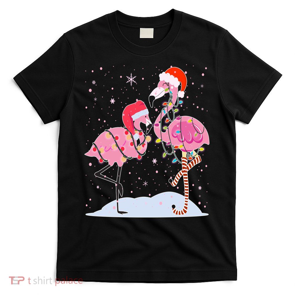 Cute Christmas Festive Flamingos T-Shirt