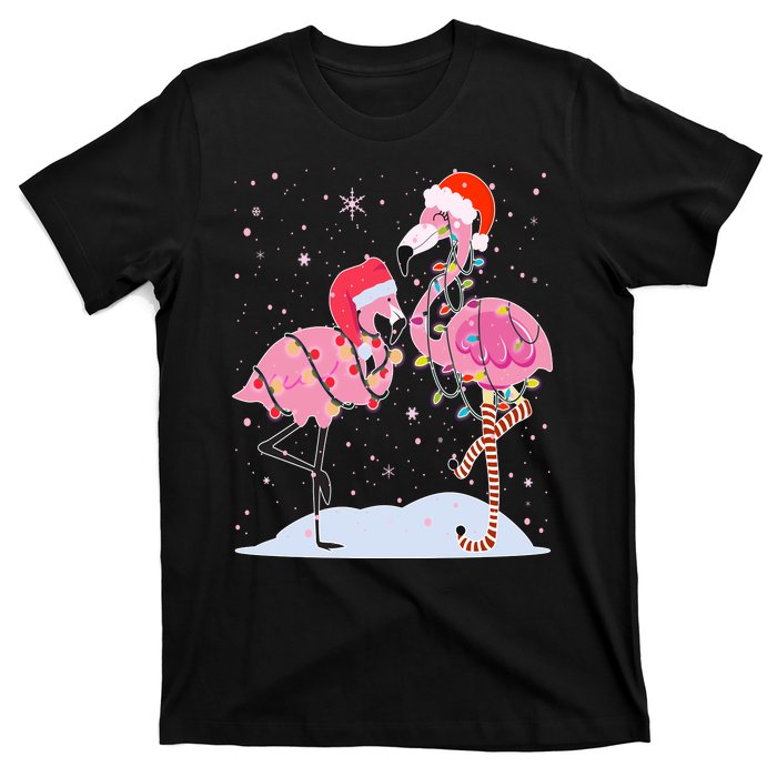 Cute Christmas Festive Flamingos T-Shirt