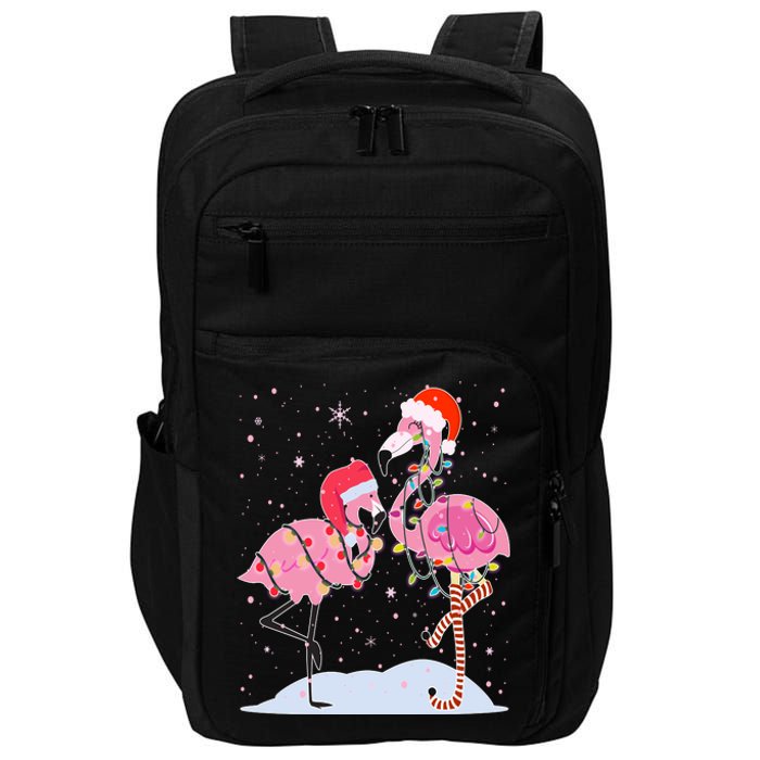 Cute Christmas Festive Flamingos Impact Tech Backpack