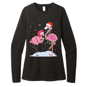 Cute Christmas Festive Flamingos Womens CVC Long Sleeve Shirt