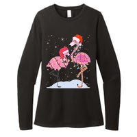 Cute Christmas Festive Flamingos Womens CVC Long Sleeve Shirt