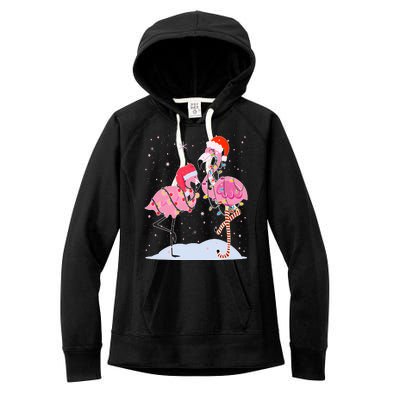 Cute Christmas Festive Flamingos Women's Fleece Hoodie