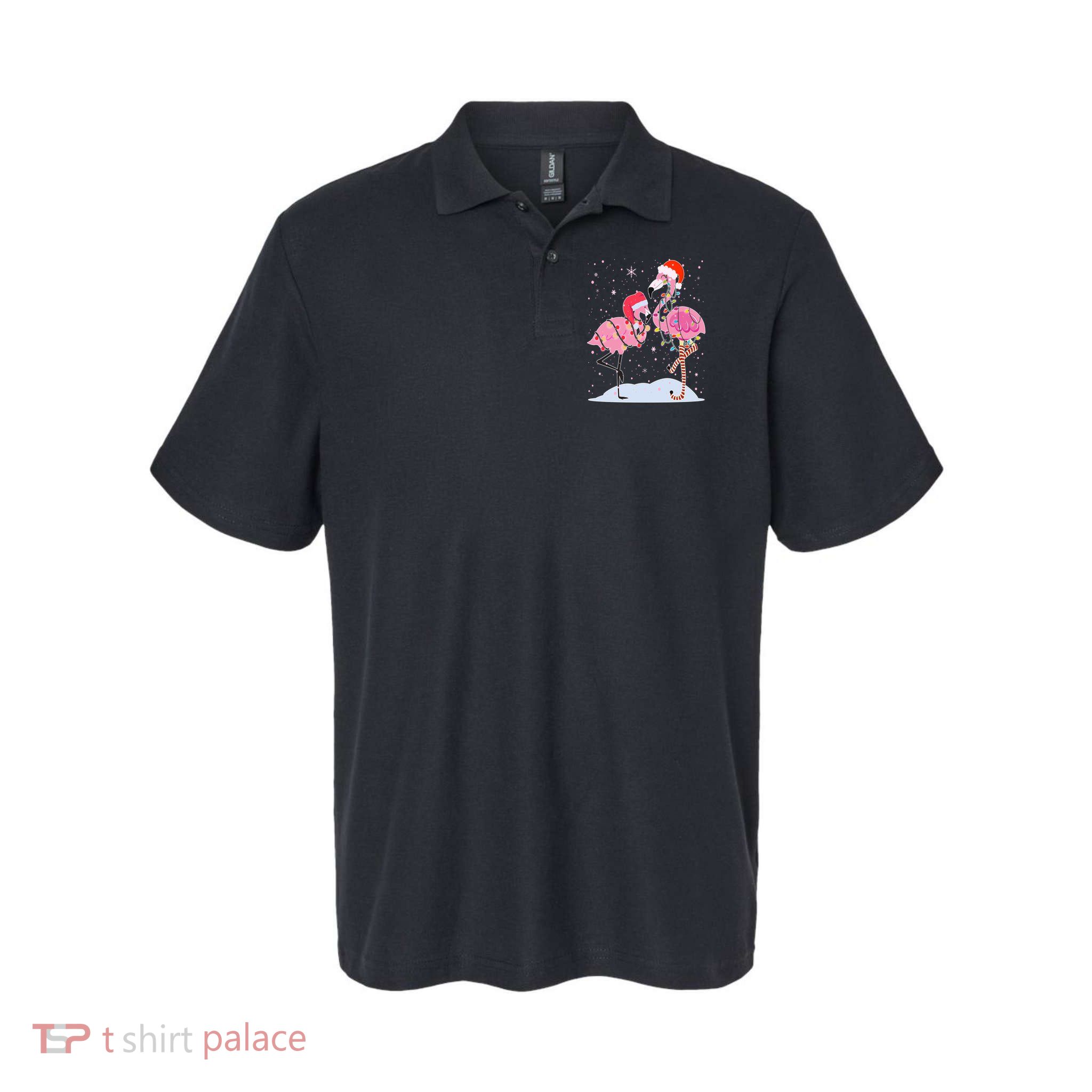 Cute Christmas Festive Flamingos Softstyle Adult Sport Polo