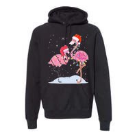 Cute Christmas Festive Flamingos Premium Hoodie