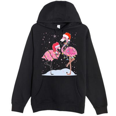 Cute Christmas Festive Flamingos Premium Pullover Hoodie