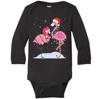 Cute Christmas Festive Flamingos Baby Long Sleeve Bodysuit