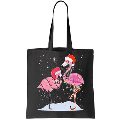 Cute Christmas Festive Flamingos Tote Bag