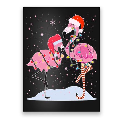 Cute Christmas Festive Flamingos Poster