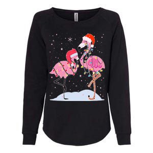 Cute Christmas Festive Flamingos Womens California Wash Sweatshirt