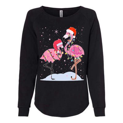 Cute Christmas Festive Flamingos Womens California Wash Sweatshirt