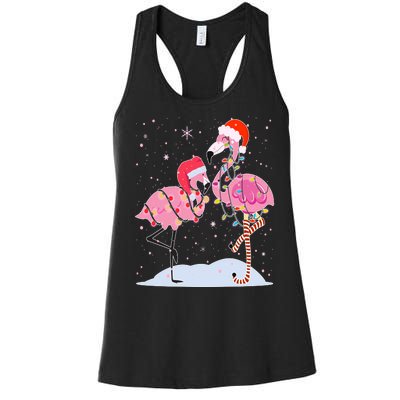 Cute Christmas Festive Flamingos Women's Racerback Tank