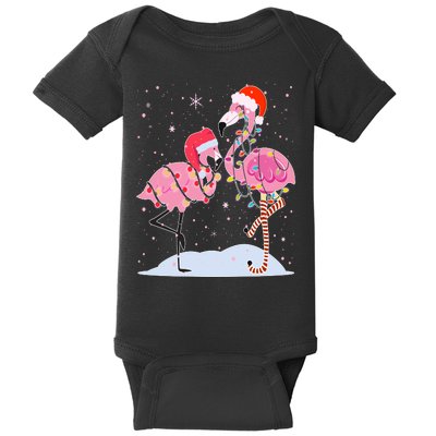 Cute Christmas Festive Flamingos Baby Bodysuit