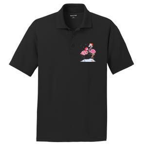 Cute Christmas Festive Flamingos PosiCharge RacerMesh Polo