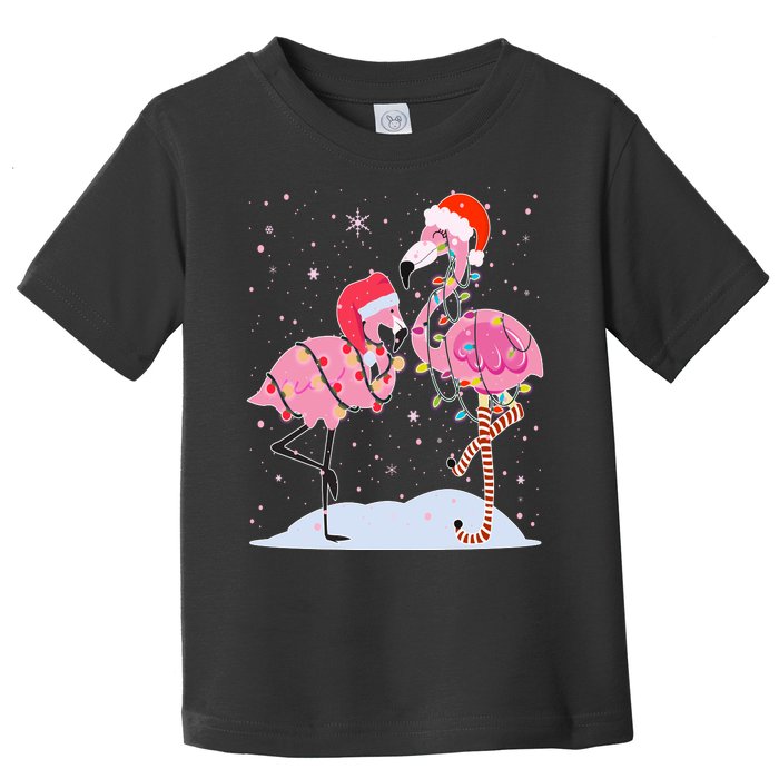 Cute Christmas Festive Flamingos Toddler T-Shirt