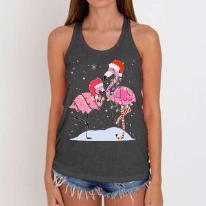 Cute Christmas Festive Flamingos Women's Knotted Racerback Tank