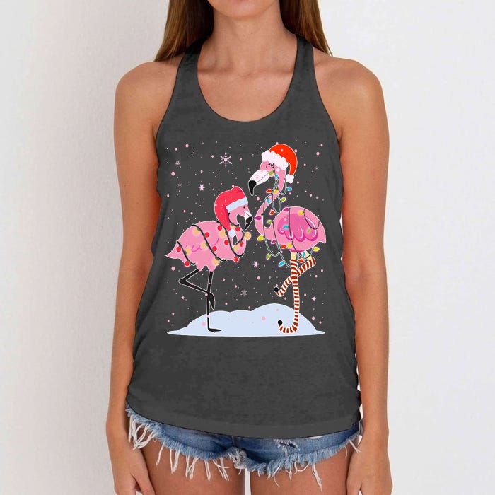 Cute Christmas Festive Flamingos Women's Knotted Racerback Tank