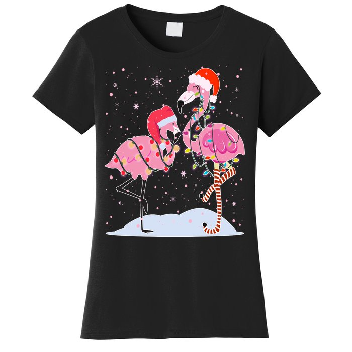 Cute Christmas Festive Flamingos Women's T-Shirt