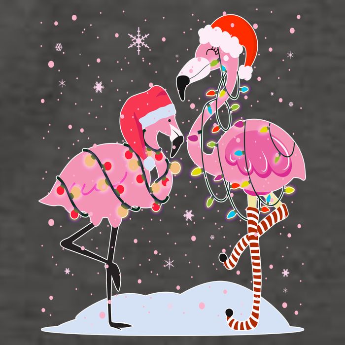 Cute Christmas Festive Flamingos Vector Backpack
