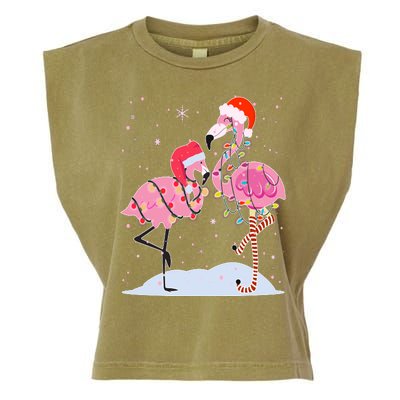 Cute Christmas Festive Flamingos Garment-Dyed Women's Muscle Tee