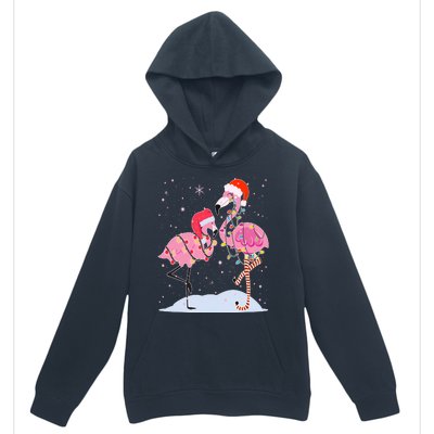 Cute Christmas Festive Flamingos Urban Pullover Hoodie