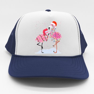 Cute Christmas Festive Flamingos Trucker Hat