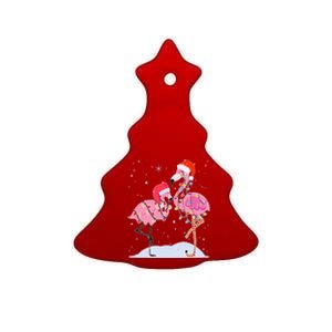 Cute Christmas Festive Flamingos Ceramic Tree Ornament