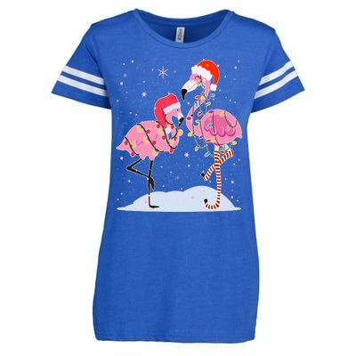 Cute Christmas Festive Flamingos Enza Ladies Jersey Football T-Shirt