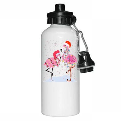 Cute Christmas Festive Flamingos Aluminum Water Bottle