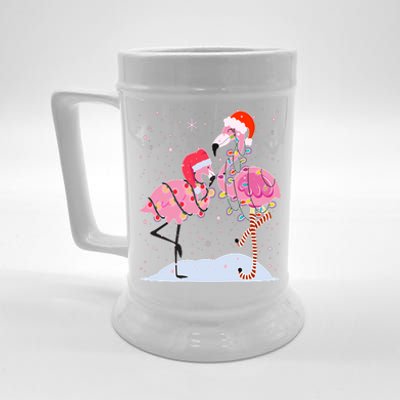 Cute Christmas Festive Flamingos Beer Stein