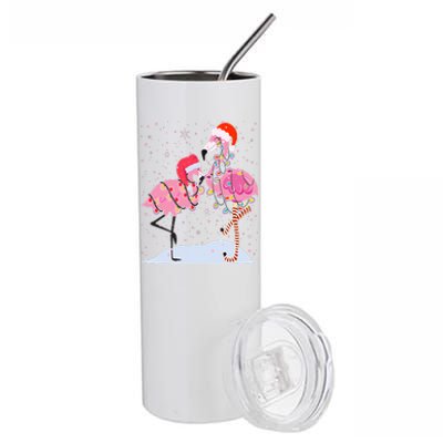 Cute Christmas Festive Flamingos Stainless Steel Tumbler