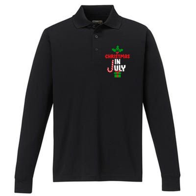 Cute Christmas In July Performance Long Sleeve Polo