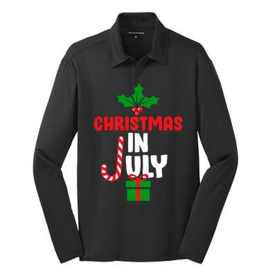 Cute Christmas In July Silk Touch Performance Long Sleeve Polo