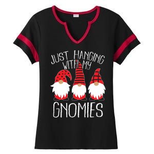 Cute Christmas Just Hanging With My Gnomies Ladies Halftime Notch Neck Tee