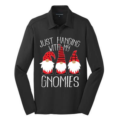 Cute Christmas Just Hanging With My Gnomies Silk Touch Performance Long Sleeve Polo