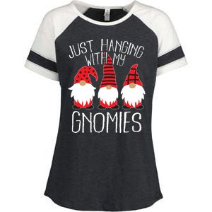 Cute Christmas Just Hanging With My Gnomies Enza Ladies Jersey Colorblock Tee